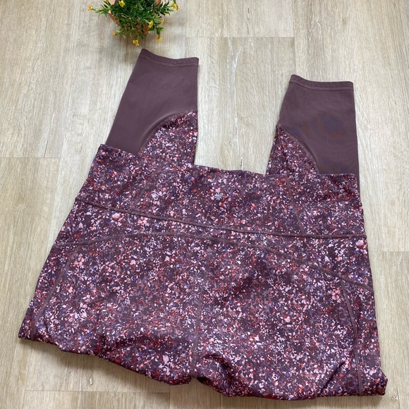 Athleta Rainier Printed Mesh Tight in Sandstone Smoked Almond Brown Multi - Picture 6 of 10